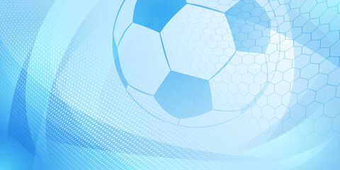 Wall Mural - Football or soccer background with big ball in light blue colors