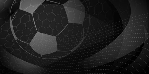 Wall Mural - Football or soccer background with big ball in black colors