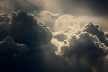 Wall Mural - cloudy full moon night