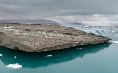 Sticker - Fjord with icebergs, in the background the Eqip Gletscher in Greenland, Danish Territory.