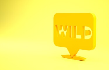 Wall Mural - Yellow Pointer to wild west icon isolated on yellow background. Western signboard, message board, signpost for finding way with direction. Minimalism concept. 3d illustration 3D render