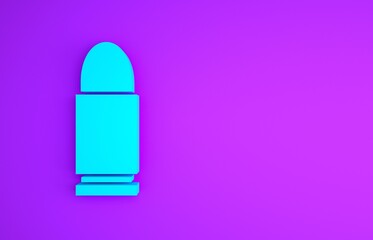 Poster - Blue Bullet icon isolated on purple background. Minimalism concept. 3d illustration 3D render