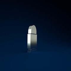 Poster - Silver Bullet icon isolated on blue background. Minimalism concept. 3d illustration 3D render