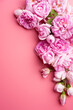  pink fresh fragrance roses around pink background. romantic and beauty concept
