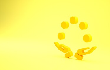 Sticker - Yellow Juggling ball icon isolated on yellow background. Minimalism concept. 3d illustration 3D render