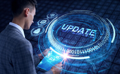 business, technology, internet and network concept. update software computer program upgrade.