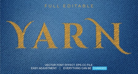 yarn style, editable text effect in adobe illustrator, easy to customize to your needs with just one
