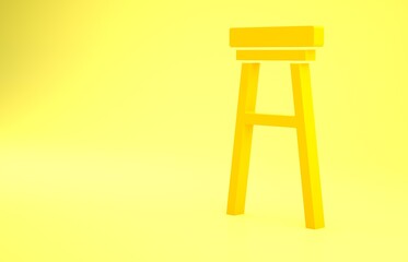 Sticker - Yellow Chair icon isolated on yellow background. Minimalism concept. 3d illustration 3D render