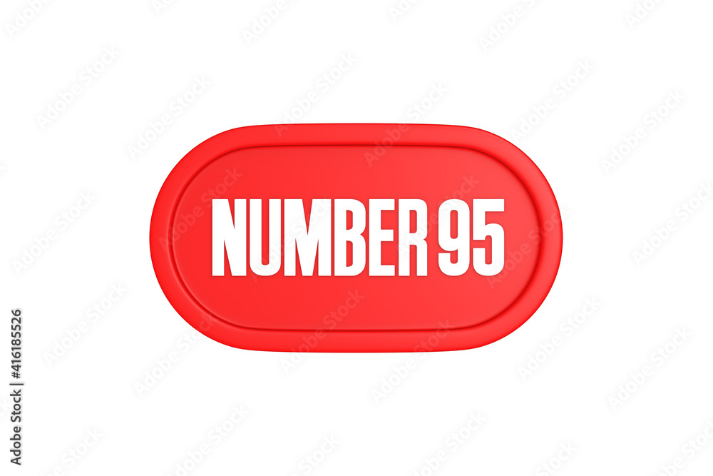 95 Number sign in red color isolated on white background, 3d render ...