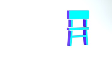 Sticker - Turquoise Chair icon isolated on white background. Minimalism concept. 3d illustration 3D render