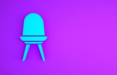 Sticker - Blue Chair icon isolated on purple background. Minimalism concept. 3d illustration 3D render