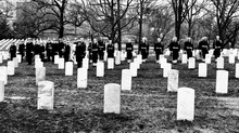 Military Funeral At Arlington Cemetery Black And White