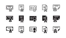 Certificate Icon Set. Vector Graphic Illustration. Suitable For Website Design, Logo, App, Template, And Ui. 