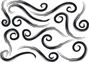 Calligraphic decorative elements with lines