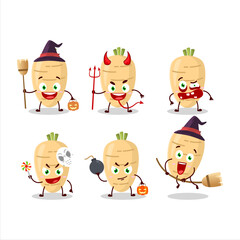 Canvas Print - Halloween expression emoticons with cartoon character of long radish