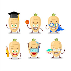 Poster - School student of long radish cartoon character with various expressions