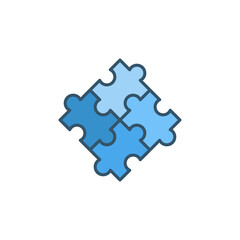 Poster - Puzzle concept colored modern vector blue icon or symbol