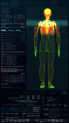 Aufkleber - Vertical display format : Futuristic virtual holographic head up display of biomedical human body scan, neurological examination, vertebral column and heart diagnostic for tablet display