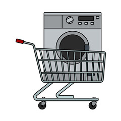 Sticker - Shopping Cart With Washing Machine Icon