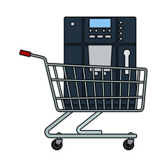 Sticker - Shopping Cart With Cofee Machine Icon