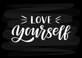 Wall Mural - Love yourself hand drawn lettering. 