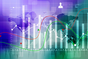 2d rendering Stock market online business concept. business Graph 
