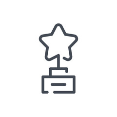 Poster - Winner award with star line icon. Reward cup vector outline sign.