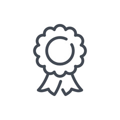 Poster - Winner ribbon line icon. Certified emblem vector outline sign.