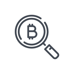 Wall Mural - Bitcoin search line icon. Looking for bitcoin vector outline sign.