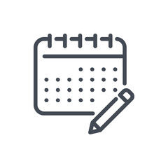 Poster - Edit timetable line icon. Calendar with pencil vector outline sign.