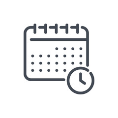 Poster - Timetable line icon. Calendar with clock vector outline sign.
