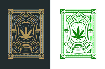 Cannabis label beautyful illustration element