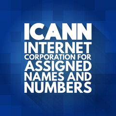 Aufkleber - icann - internet corporation for assigned names and numbers acronym, technology concept background