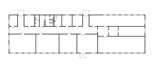 Wall Mural - Modern office floor plan without furniture for your design. Vector black and white  blueprint. Architectural background. 