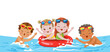 kids swimming. Children play with a group of friends in the summer.