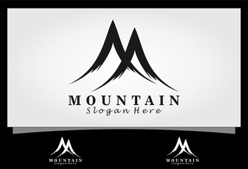 Sticker - abstract mountain adventure vector logo