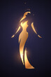 Golden woman silhouette with glow effect