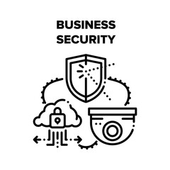 Aufkleber - Business Security Technology Vector Icon Concept. Cctv Video Camera And Protection Data Center Information Cloud, Business Security Service And Support. Safety System Black Illustration
