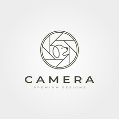 Wall Mural - camera lens pet photography logo vector icon symbol illustration design