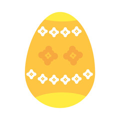 Poster - yellow easter egg with decorative flowers, colorful design