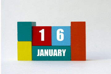 Day of month. Cube Calendar on multi-colored cubes on white background