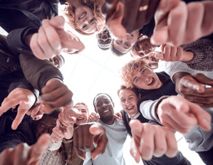 Wall Mural - close up . group of happy young people .