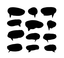 Poster - Vector art illustration grunge speech bubbles. Set of hand drawn paint object for design use. Abstract brush drawing.