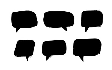 Poster - Vector art illustration grunge speech bubbles. Set of hand drawn paint object for design use. Abstract brush drawing.
