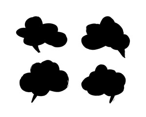 Poster - Vector art illustration grunge speech bubbles. Set of hand drawn paint object for design use. Abstract brush drawing.