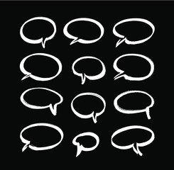 Poster - vector art illustration grunge speech bubbles. set of hand drawn paint object for design use. abstra