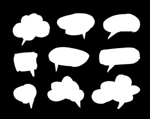Poster - Vector art illustration grunge speech bubbles. Set of hand drawn paint object for design use. Abstract brush drawing.
