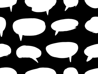 Poster - Vector art illustration grunge speech bubbles. Set of hand drawn paint object for design use. Abstract brush drawing.