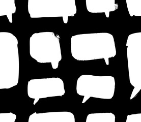 Poster - Vector art illustration grunge speech bubbles. Set of hand drawn paint object for design use. Abstract brush drawing.
