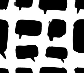 Poster - Vector art illustration grunge speech bubbles. Set of hand drawn paint object for design use. Abstract brush drawing.